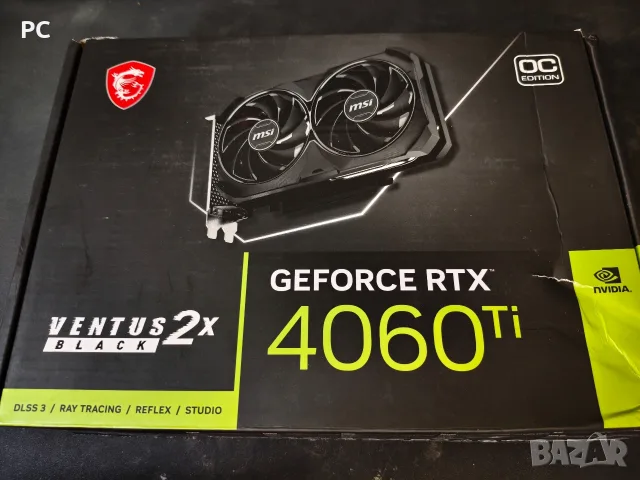 MSI GeForce RTX 4060 Ti VENTUS 2X BLACK 8GB GDDR6 Тествана и обслужена с падове/паста