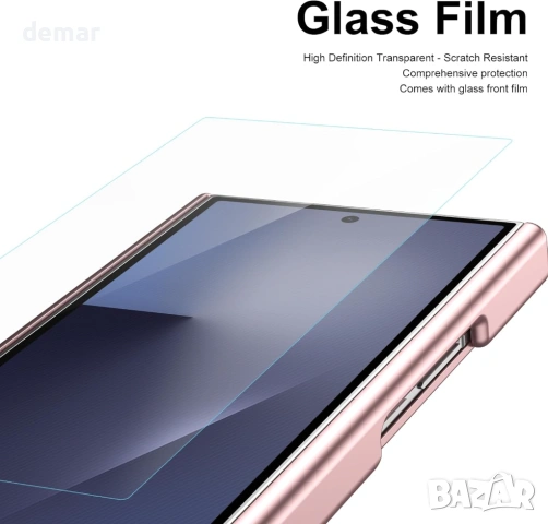Кожен калъф за Samsung Galaxy Z TriFold със стилус и защита на пантите - розов, снимка 3 - Калъфи, кейсове - 54689701