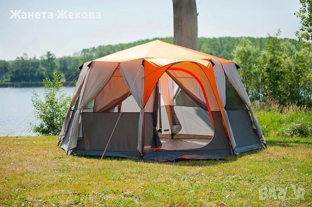 Чисто нова палатка Coleman Cortes Octagon 8, 8-местна, цвят Оранжев, цена: 299 €, снимка 6 - Палатки - 54556123