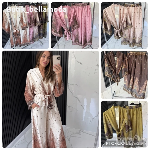 Сатенен сет с кимоно , снимка 2 - Комплекти - 55083892