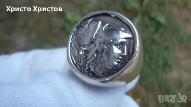 Сребърен масивен мъжки пръстен в изящен антечен стил