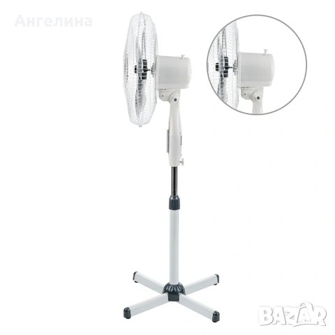 Вентилатор на стойка 16'' Perfect FM-3212, 40W, бяло-сиво, снимка 3 - Вентилатори - 55129381