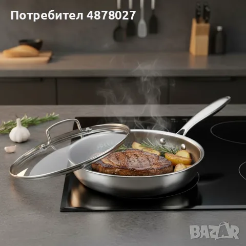 Тиган с капак Goldmann GM 1128-24, 1128-26 , 24x5 см./26х5 см., Трислойно дъно, Незалепващо покритие