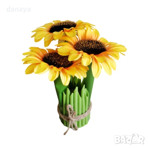 6543 Изкуствени слънчогледи букет декоративни цветя, 19 см