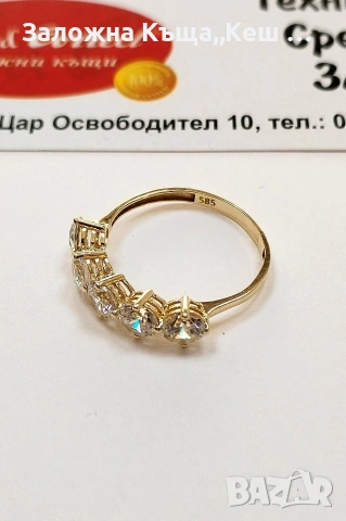 Златен дамски пръстен 14К.Тегло 2.05 гр.Размер 57.Цена 165 €., снимка 2 - Пръстени - 54361405