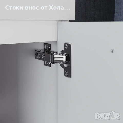 Комплект мебели за баня SONNI от 2 части, долен шкаф( шкаф под мивка) и огледало, Бял гланц, снимка 5 - Шкафове - 54568013