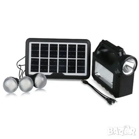 Комплект соларен фенер GD Lite GD-8017, 3 крушки, Преносим соларен панел, снимка 3 - Къмпинг осветление - 54818451