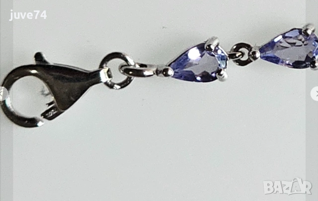 СРЕБЪРНА ГРИВНА С ТАНЗАНИТ (ТАНЗАНИЯ), снимка 4 - Гривни - 54344863