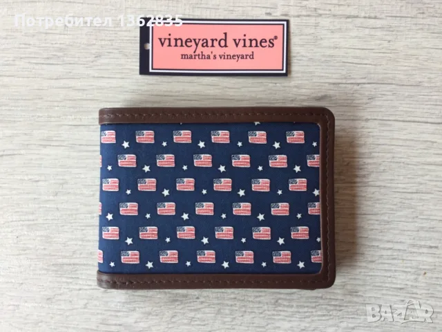 НОВ 100 % оригинален мъжки портфейл / портмоне от текстил и кожа на VINEYARD VINES от САЩ, снимка 2 - Портфейли, портмонета - 51985968