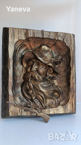 "Стария ловец" , дърворезба с метален елемент, пушка. , снимка 4 - Статуетки - 53989991