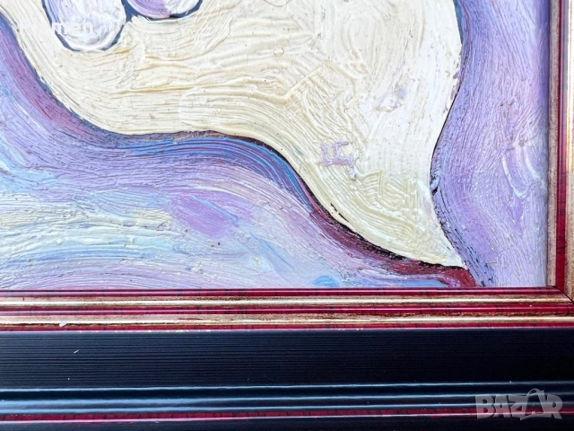 УНИКАТ КАРТИНА ЦВЯТКО ЦВЕТКОВ ЧЕРВЕН БРЯГ ПОДПИСАНА МАСЛО, снимка 4 - Картини - 54133882