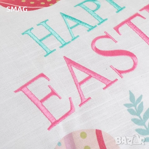 Великденска декоративна пролетна възглавница бяла с бродерия и_1259450