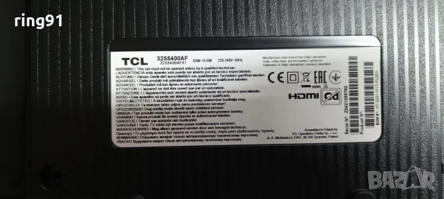 Main board - TPD.MT9221T.PB779 (T) 40-MT21XA-MPF2HG-C MT9221 MT21XA TV TCL 32S5400AF, снимка 3 - Части и Платки - 54076244