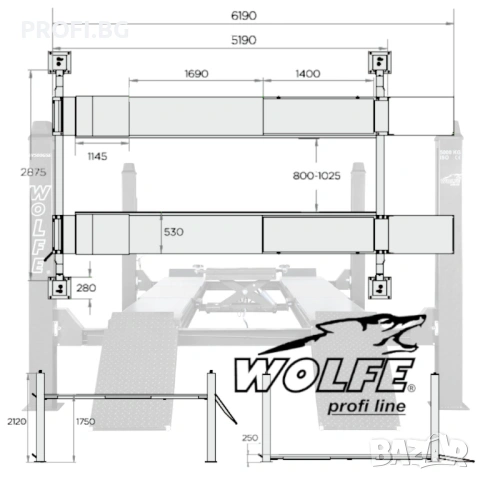 Четириколонен подемник за реглаж 5тонен, в комплект с ножичен крик, снимка 2 - Подемници - 53985613