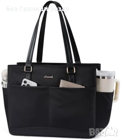 Нова Голяма дамска чанта за лаптоп 15.6, офис, училище, пътуване, 3 джоба