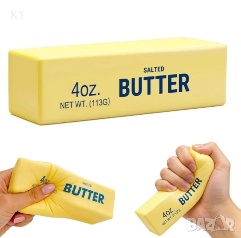 Скуиши дъмплинг Масло/Butter Squishy/Dumpling антистрес играчка 14см , снимка 2 - Образователни игри - 54583335