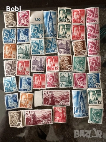 Немски колекционерски лот пощенски марки Baden-Wuertemberg 1947-48г, снимка 8 - Филателия - 55526316