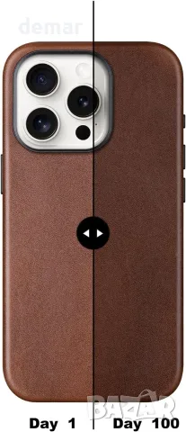 Кожен кейс за iPhone 13 Pro 6.1" с MagSafe, червено-кафяв, снимка 6 - Калъфи, кейсове - 55663034