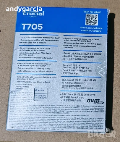 4TB SSD Crucial T705 PCIe Gen 5 NVMe 4000GB Read 14100 MB/s TLC NAND Disk диск за Laptop & Desktop, снимка 4 - Твърди дискове - 55402051