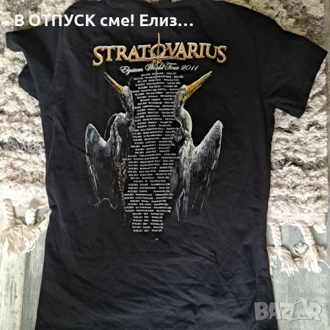 Дамска тениска оригинал Stratovarius турне Elysium 2011 с дати София БГ, снимка 2 - Тениски - 55004185