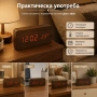 LED декоративен дървен дигитален настолен часовник с температура USB спалня офис светещ електронен, снимка 6