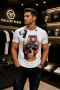 Philipp Plein бяла мъжка тениска с цветен череп – M, XL, снимка 2