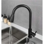 Home & Garden by Albena – Кухненски смесител с издърпващ се душ, матово черен, снимка 4