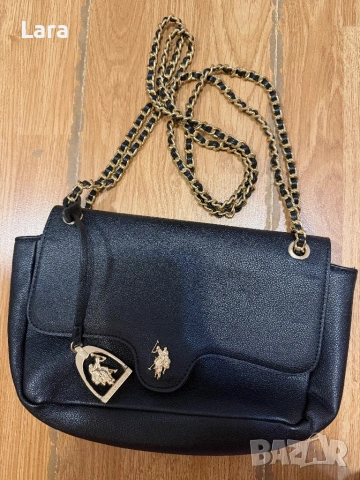 U.S. Polo Assn. Black Womens Jones Flap Cross-Body Chain Bag, снимка 2 - Чанти - 54586697