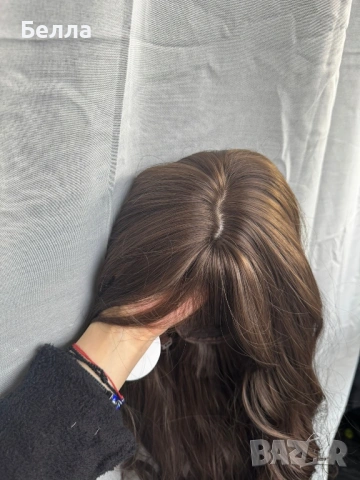 НОВА Кафява естествена перука! 100% високо качество, снимка 8 - Аксесоари за коса - 54083817