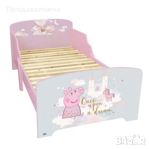 Детско легло Peppa Pig 140x70 см с ламелна основа - Розово легло с Пепа Пиг, замък и еднорог, снимка 4 - Мебели за детската стая - 54690070