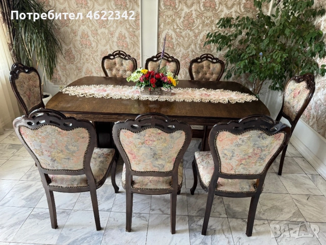 Трапезна маса с осем стола, снимка 3 - Маси - 54712868