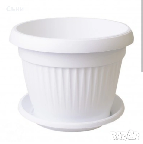 Бели саксии + тревна смеска , снимка 2 - Саксии и кашпи - 54338328