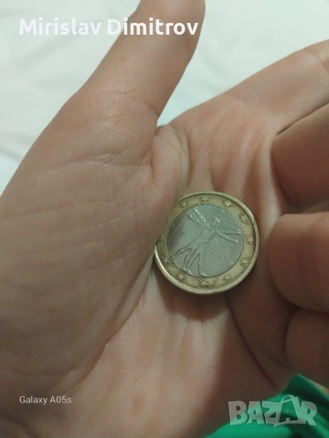Италианска монета 1€ употребявана с дизайн Витрувиански човек 2002 , снимка 4 - Колекции - 54983298