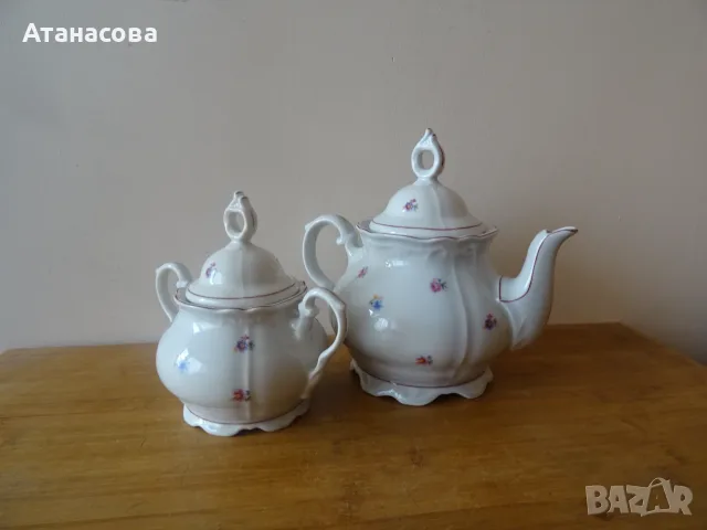 Чайник и захарница Барок български порцелан Сталин Видин 1957 г, снимка 11 - Аксесоари за кухня - 55413608