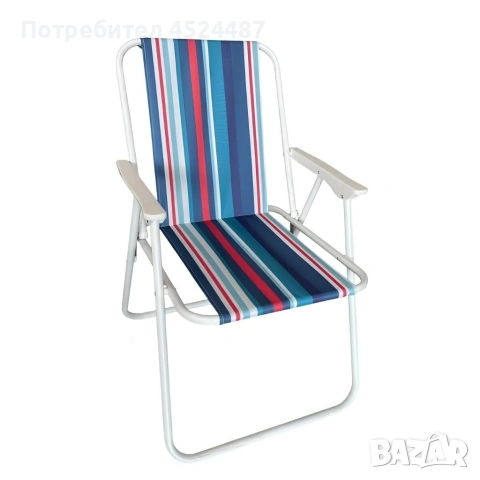 Сгъваем плажен стол на райета, 43x46x75 см – Многоцветен, снимка 5 - Столове - 54194180