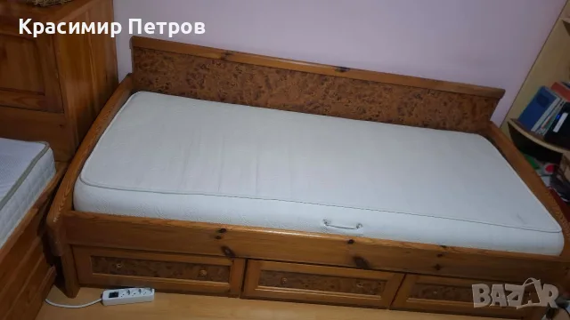 Единични легла от естествена дървесина с матраци и ракла., снимка 7 - Спални и легла - 55440757