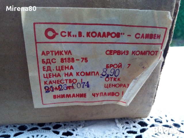 Ретро сервиз за компот - Сливен - нов !, снимка 6 - Сервизи - 54161142