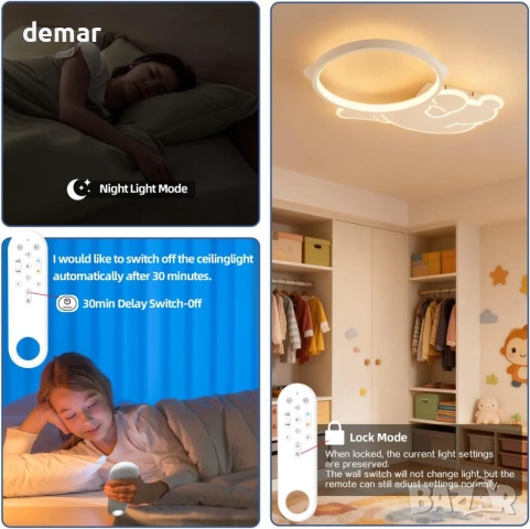 Детска таванна лампа астронавт LED с дистанционно, 38W, 3800LM, димируема 3000K-6500K, 49 см, снимка 4 - Лед осветление - 54641356