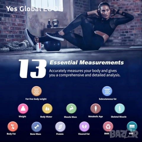 Смарт кантар Bluetooth до 180 кг с анализ на тялото, снимка 4 - Друга електроника - 55146420