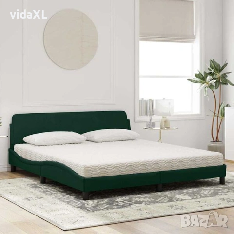 vidaXL Легло с матрак Dover, тъмнозелено, 180x200 см(SKU:3208454), снимка 2 - Спални и легла - 54943887