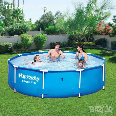 Сглобяем басейн Bestway Steel Pro d 305 cm x 76 cm с рамка Кръгъл 4678 L Син