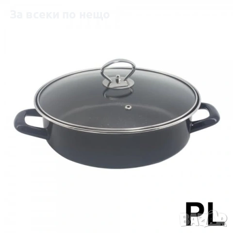 Тава и тенджера 2 в 1 Rosberg R51222A28CT 28 см – Черна, мраморно покритие, стъклен капак Код P2633