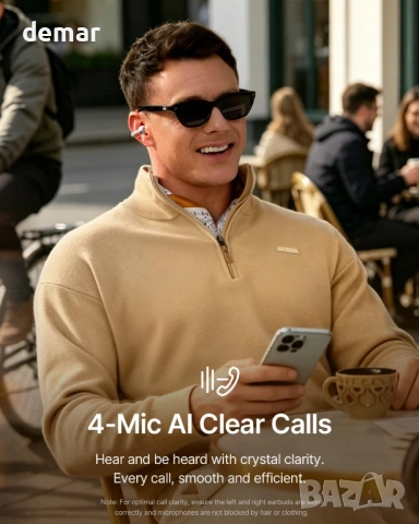 Baseus Безжични Open Ear слушалки, LDAC Hi-Res Audio, IP67, AI микрофон, 55 часа батерия, снимка 9 - Bluetooth слушалки - 54924159