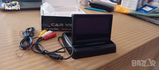 Монитор Color TFT-LCD Car Vision, MM-01, 4.3” сгъваем, 2 видео входа, Резолюция 480 x 272, снимка 5 - Аксесоари и консумативи - 55586416