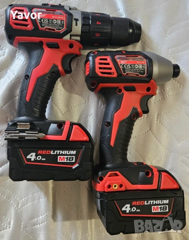 Milwaukee M18 комплект – ударен гайковерт + ударен винтоверт + 2 батерии 4Ah + зарядно + куфар, снимка 5 - Винтоверти - 53802535