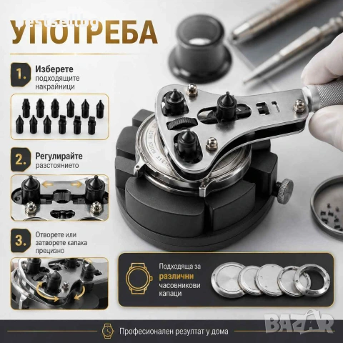 Професионален часовникарски инструмент отварачка капаци на часовници, снимка 3 - Други инструменти - 40733686