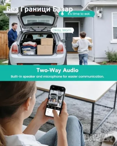 Нова Външна CCTV камера ANBIUX 6MP, 360° PTZ, AI следене, IP66, Alexa охрана дом, снимка 5 - IP камери - 55544304