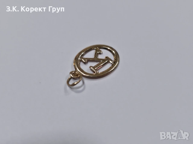 Златна висулка "К" 14К 585 / 0,16 гр., снимка 3 - Колиета, медальони, синджири - 54393542