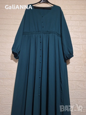 ДЪЛГА ТЪМНОЗЕЛЕНА РОКЛЯ 4XL