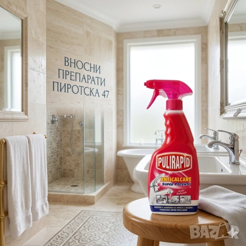 Pulirapid Anticalcare Препарат против котлен камък за баня спрей с оцет 500 мл.